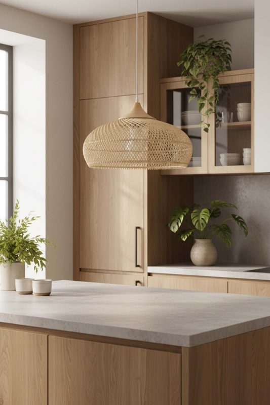 Kitchen Vintage Wood Rattan Pendant Light C - Fresh & Inviting