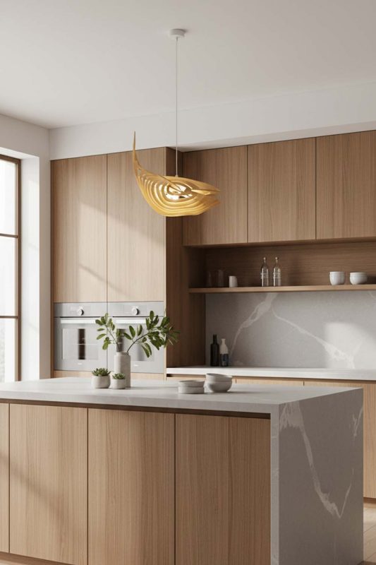 Kitchen Whale Wood Pendant Light - Sleek & Stylish