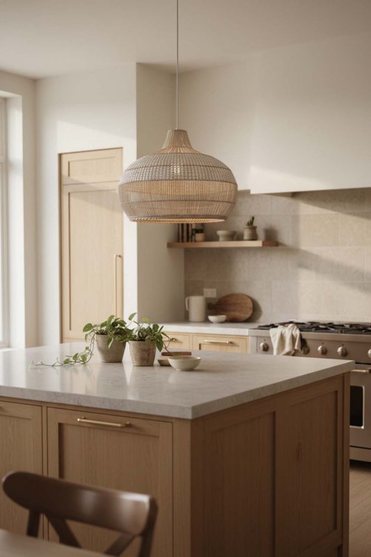 Kitchen White Wicker Pendant Light - Practical & Beautiful