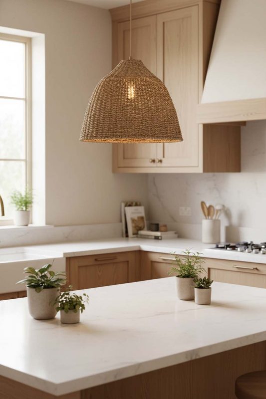 Kitchen Wicker Bell Pendant Light - Practical & Beautiful