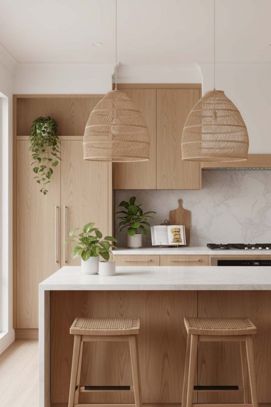 Kitchen Wicker Rattan Sophisticated Pendant - Fresh & Inviting