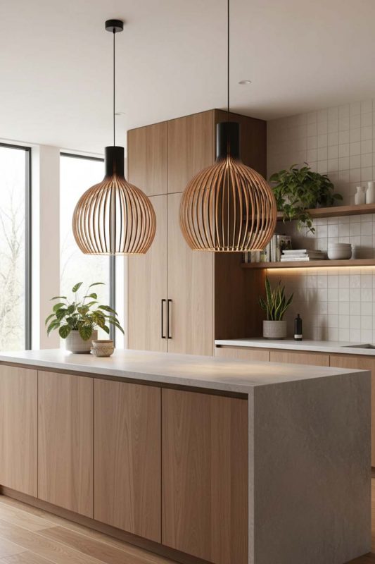 Kitchen Wood Cage Pendant Light - Fresh & Inviting