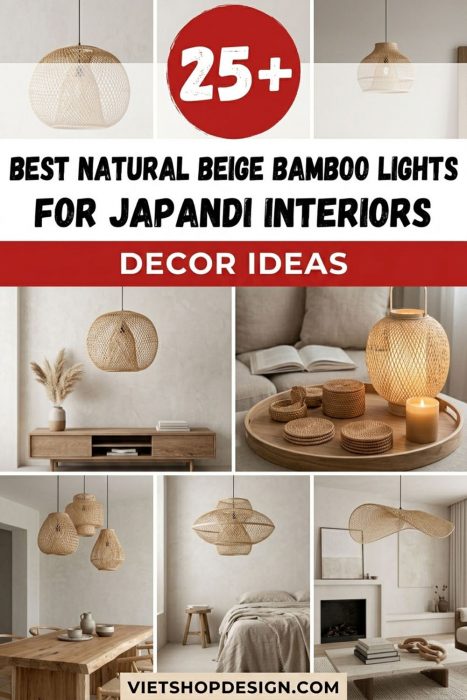 Natural Beige Bamboo Lights For Japandi Interiors