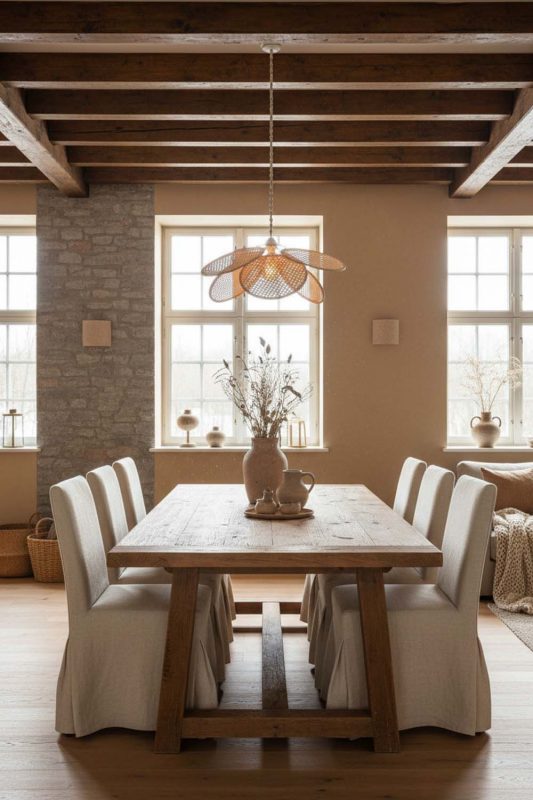 Organic Modern Bamboo Petal Pendant Light - Earthy & Minimal