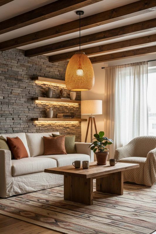 Organic Modern Bamboo Raindrop Pendant Light - Modern & Warm