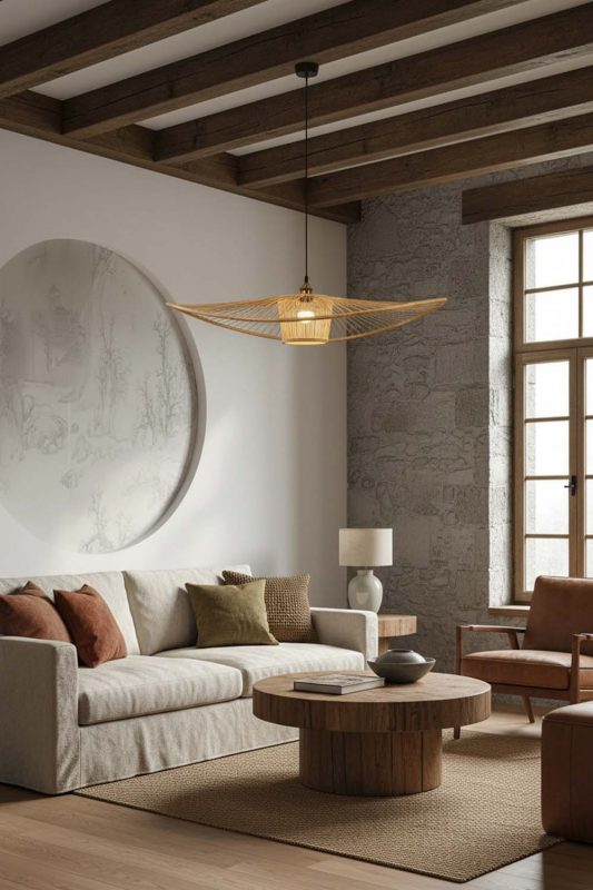 Organic Modern Bamboo Wave Pendant Light - Modern & Warm
