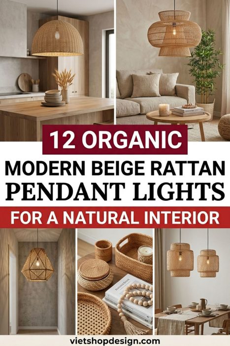 Organic Modern Beige Rattan Lights For A Natural Interior