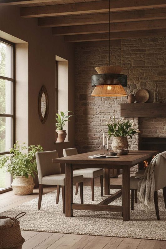 Organic Modern Black Bamboo Silk Pendant Light - Modern & Warm