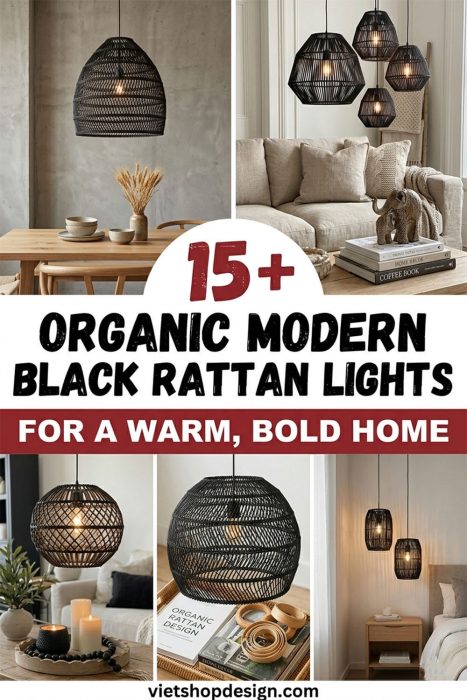 Organic Modern Black Rattan Lights For A Warm, Bold Home