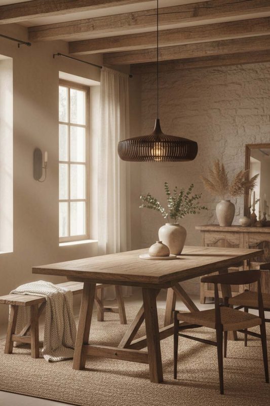 Organic Modern Coffee Bentwood Pendant Light - Elegant Simplicity