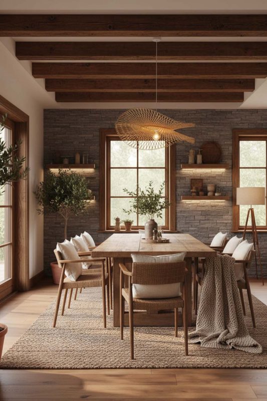 Organic Modern Double Bamboo Lotus Leaf Pendant Light - Earthy & Minimal