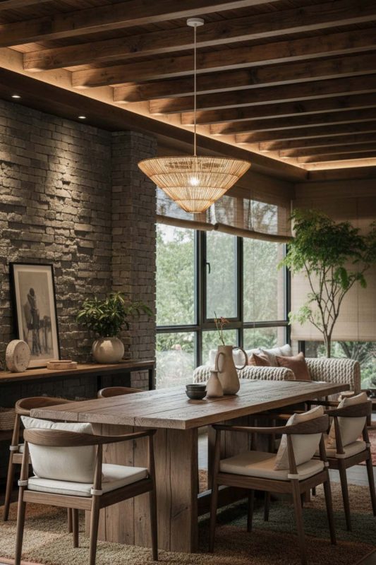 Organic Modern Inverted Pyramid Rattan Pendant Light - Soft & Natural