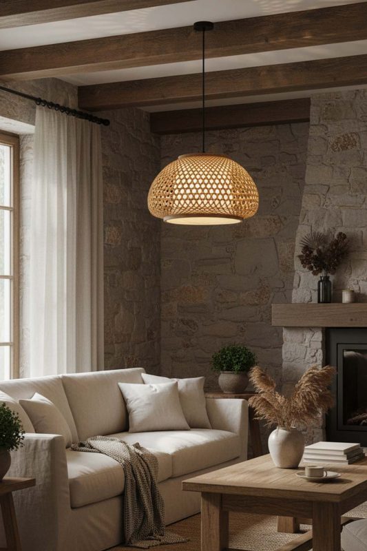 Organic Modern Lattice Bamboo Pendant Light - Modern & Warm