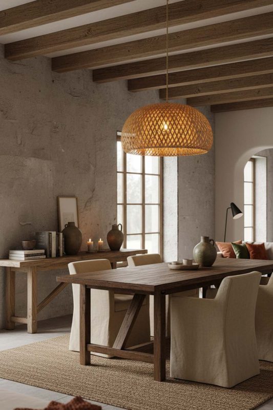 Organic Modern Natural Bamboo Basket Light Shade - Clean With Texture