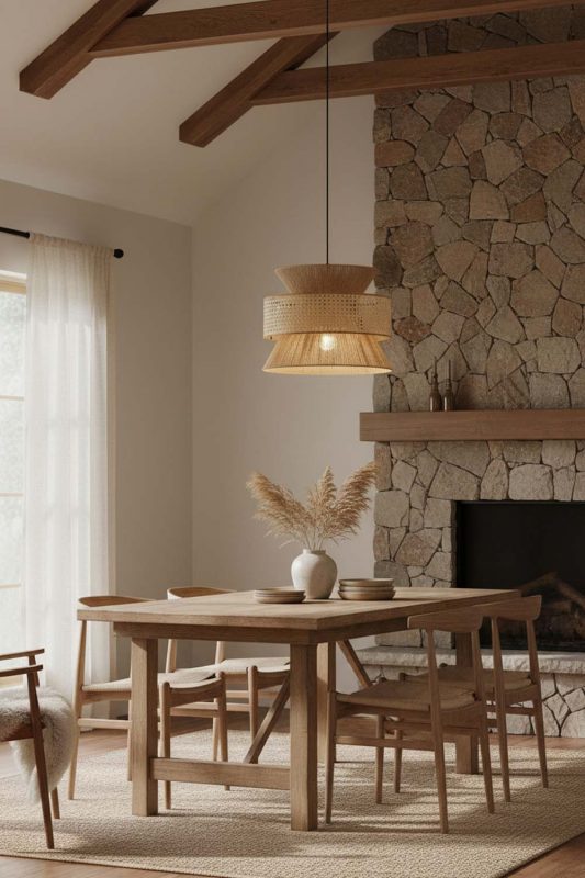 Organic Modern Natural Bamboo Silk Pendant Light - Clean With Texture