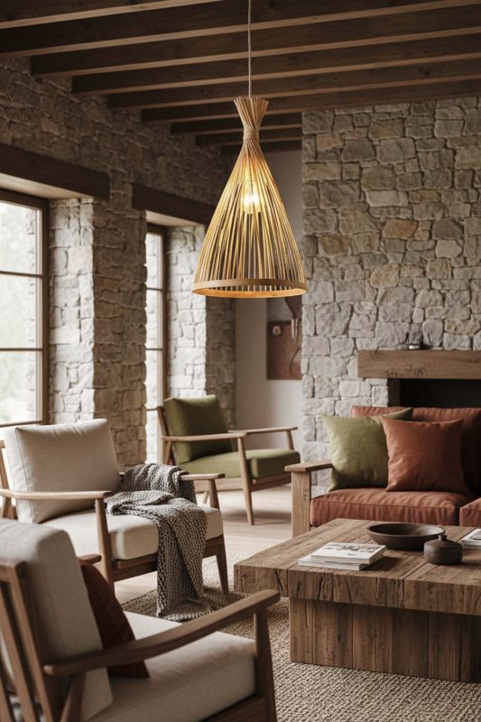 Organic Modern Natural Bamboo Tapered Pendant Light - Elegant Simplicity