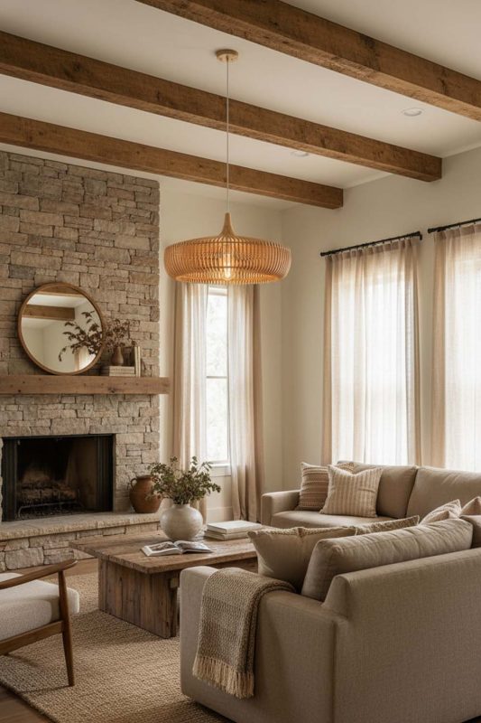 Organic Modern Natural Bentwood Pendant Light - Earthy & Minimal