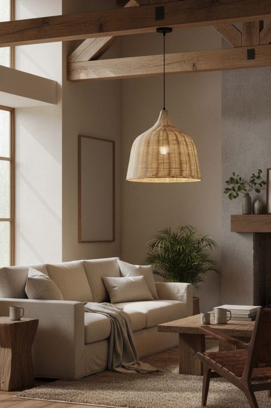 Organic Modern Rattan Basket Pendant Light Natural - Earthy & Minimal