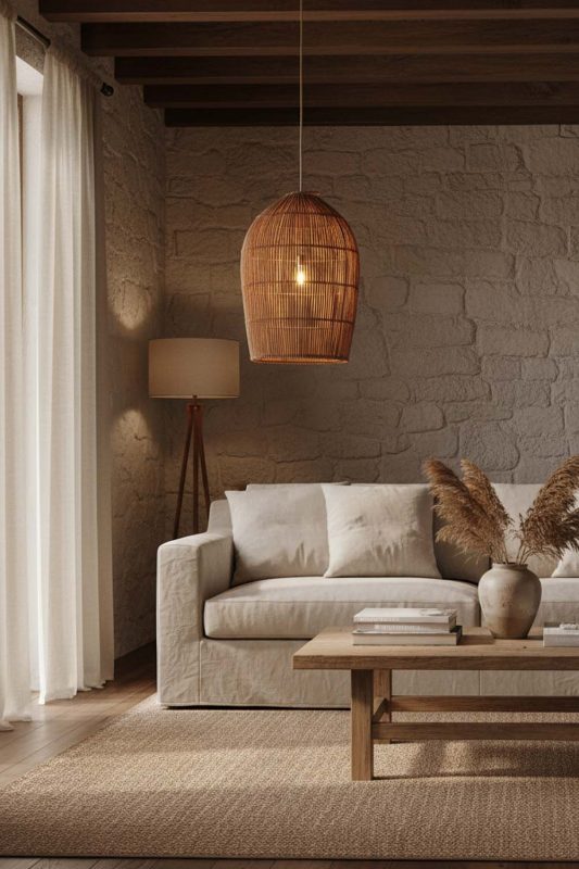 Organic Modern Rattan Dome Pendant Light - Elegant Simplicity