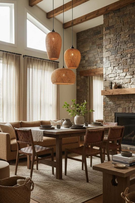 Organic Modern Small Bamboo Cluster Pendant Light - Elegant Simplicity