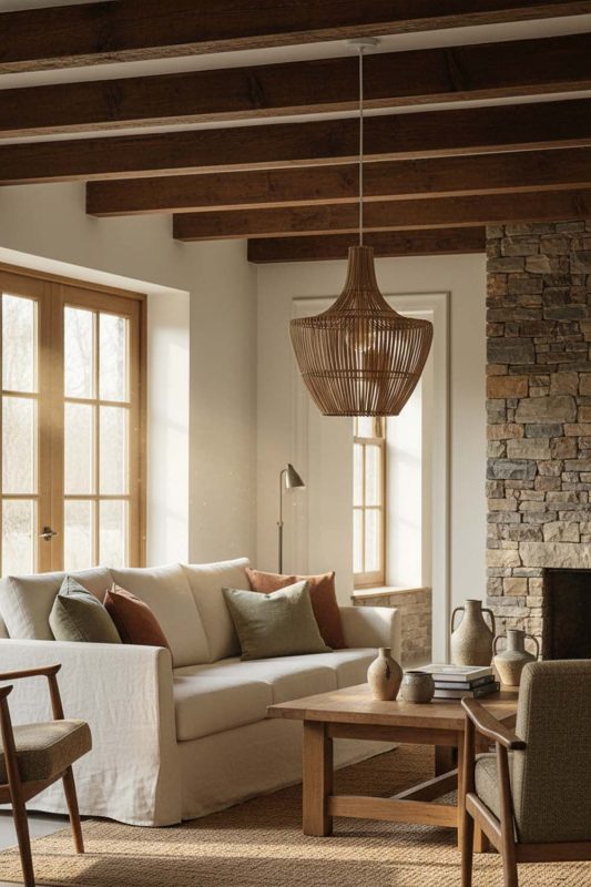 Organic Modern Special Geometric Bamboo Pendant Light - Earthy & Minimal