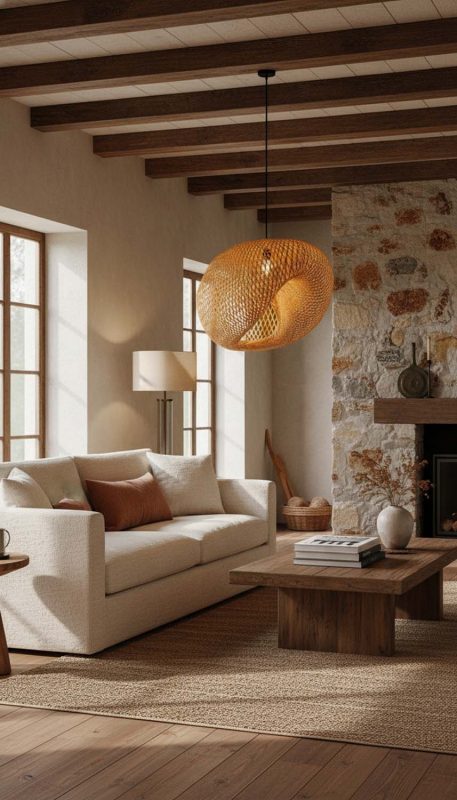 Organic Modern Wicker Bird Nest Pendant Light B - Soft & Natural