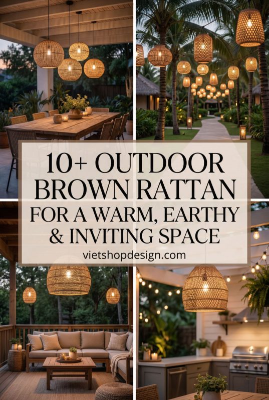 10+ Outdoor Brown Rattan Lights For A Warm, Earthy & Inviting Space - Outdoor Living Space Ideas