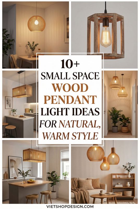10+ Small Space Wood Pendant Light Ideas For Natural, Warm Style - Smart Small Space Decor Ideas