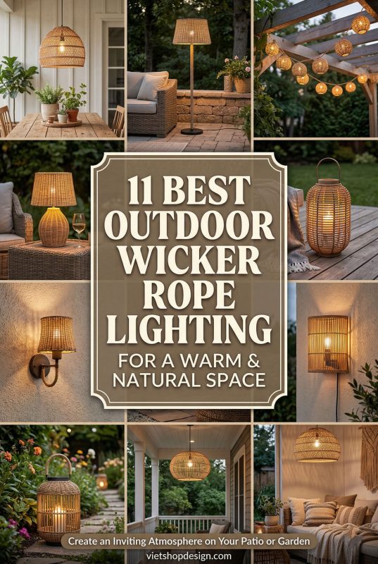 11 Best Outdoor Wicker Rope Lighting For A Warm & Natural Space - Outdoor Living Space Ideas