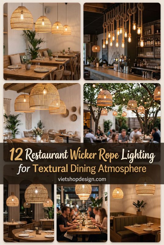 12 Restaurant Wicker Rope Lighting For Textural Dining Atmosphere - Stylish Restaurant Interior Ideas