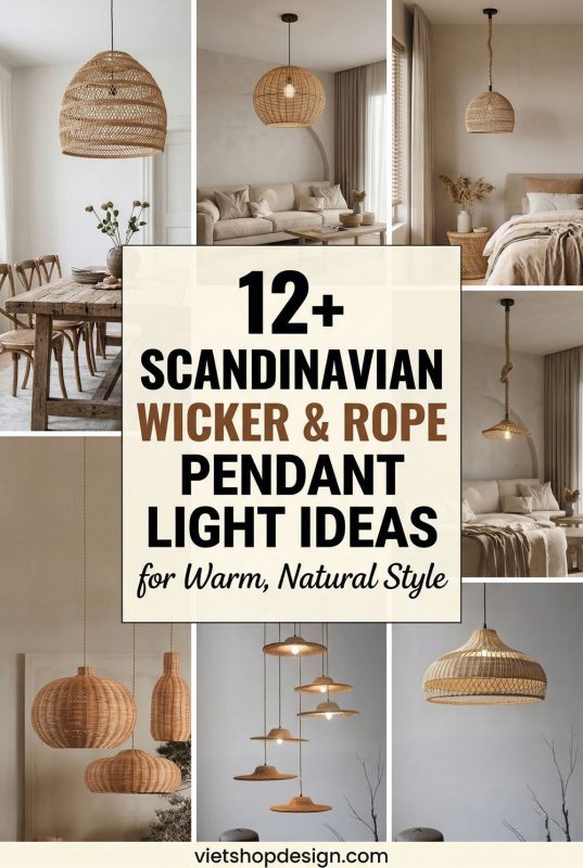 12+ Scandinavian Wicker Rope Pendant Light Ideas For Warm, Natural Style - Nordic Home Decor Inspiration