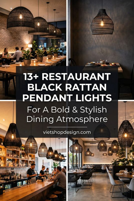 13+ Restaurant Black Rattan Pendant Lights For Bold Dining Atmosphere - Stylish Restaurant Interior Ideas