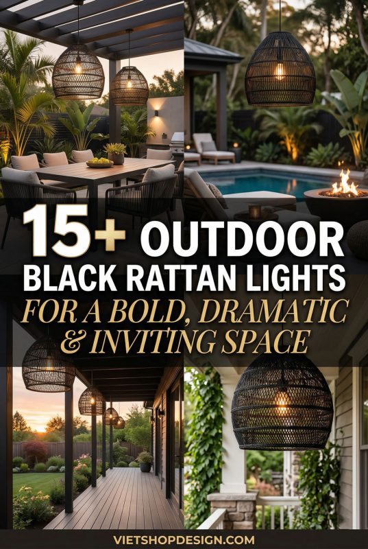 15+ Outdoor Black Rattan Lights For A Bold, Dramatic & Inviting Space - Outdoor Living Space Ideas