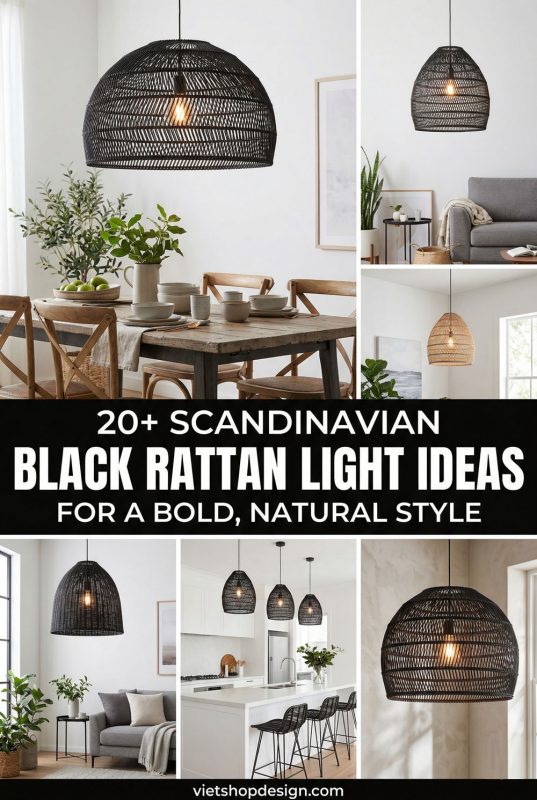 20+ Scandinavian Black Rattan Light Ideas For A Bold, Natural Style - Nordic Home Decor Inspiration