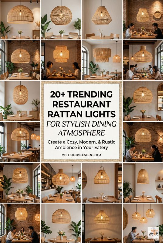 20+ Trending Restaurant Rattan Lights For Stylish Dining Atmosphere - Stylish Restaurant Interior Ideas