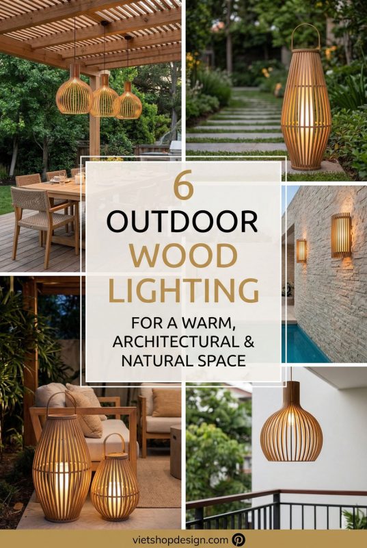 6 Outdoor Wood Lighting For A Warm, Architectural & Natural Space - Outdoor Living Space Ideas