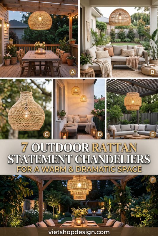 7 Outdoor Rattan Statement Chandeliers For A Warm & Dramatic Space - Outdoor Living Space Ideas