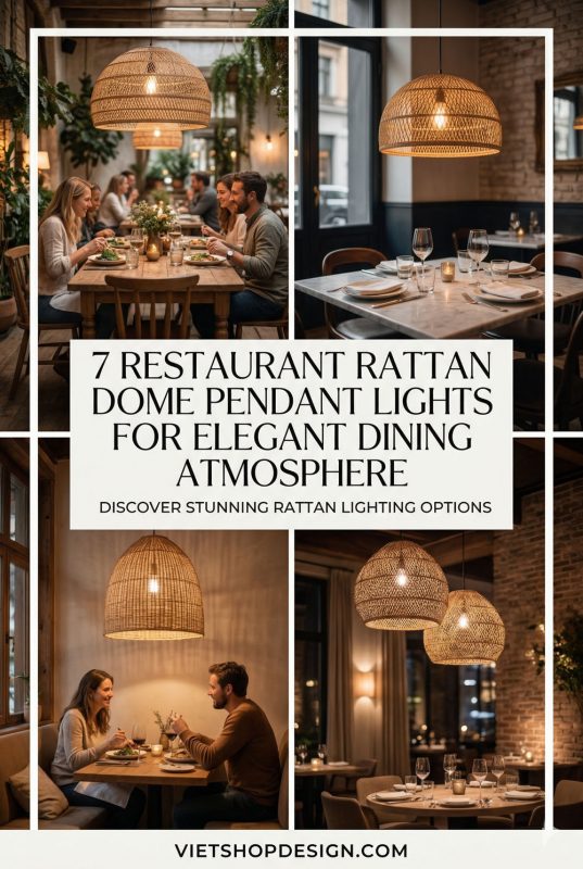 7 Restaurant Rattan Dome Pendant Lights For Elegant Dining Atmosphere - Stylish Restaurant Interior Ideas