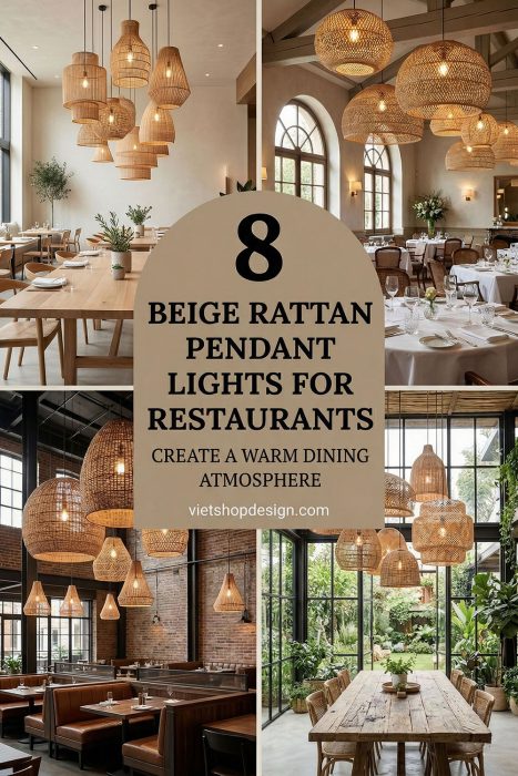 8 Restaurant Beige Rattan Pendant Lights For Warm Dining Atmosphere
