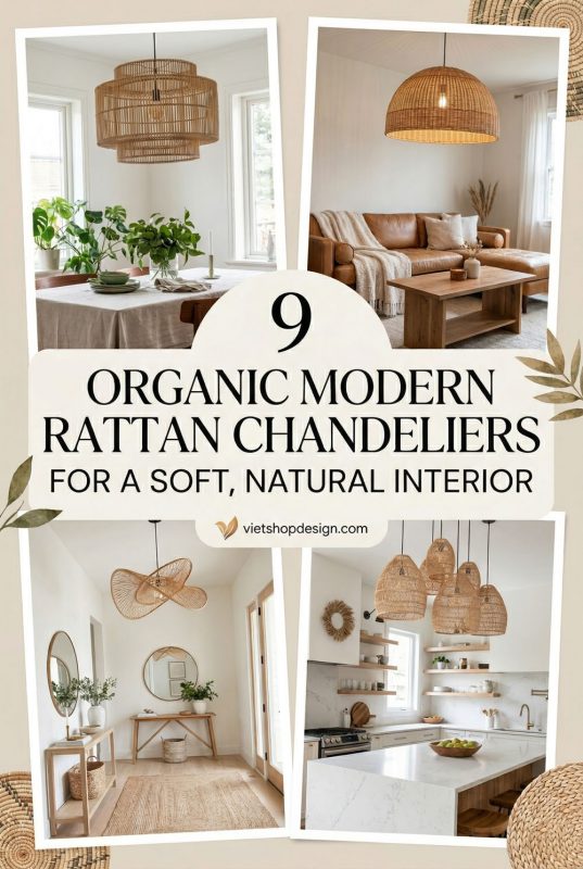 9 Organic Modern Rattan Chandeliers For A Soft, Natural Interior - Natural Modern Decor Ideas