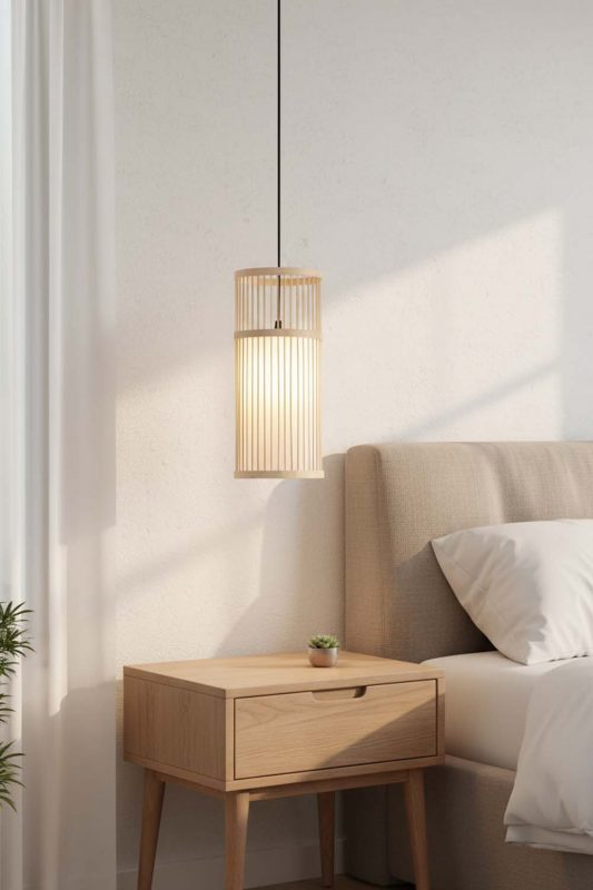 Bedside Bamboo Cylinder Pendant Light - Memorable Ambience