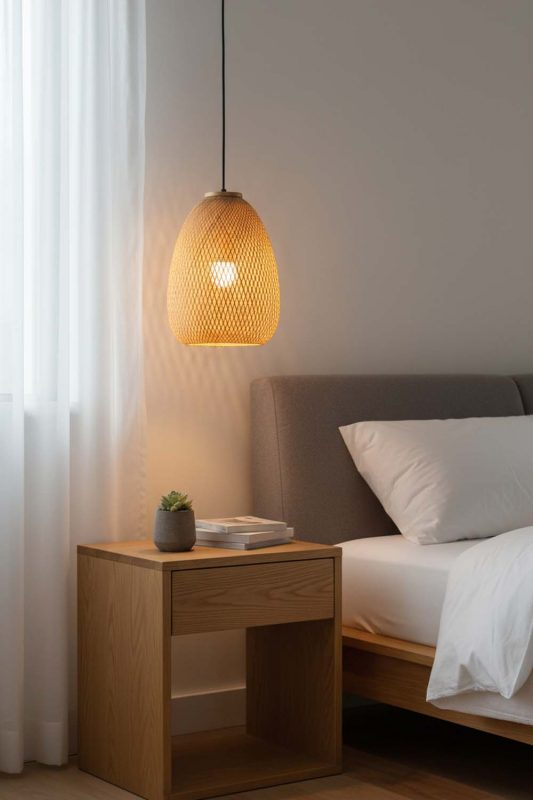 Bedside Bamboo Raindrop Pendant Light - Warm & Inviting Atmosphere