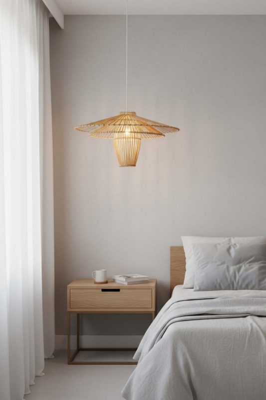 Bedside Beige Bamboo Starburst Pendant Light - Warm & Inviting Atmosphere