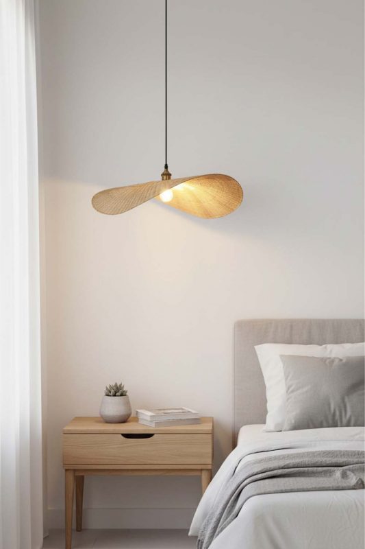 Bedside Flat Rattan Pendant Light - Warm & Inviting Atmosphere