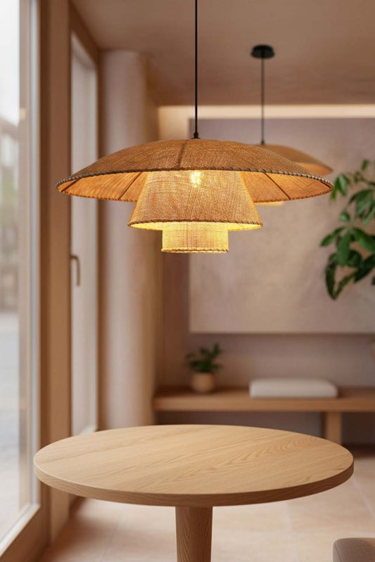 Coffee Shop 3 Tier Rattan Chandelier - Stylish & Modern
