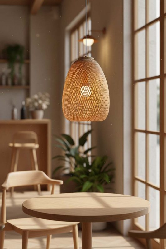 Coffee Shop Bamboo Raindrop Pendant Light - Warm & Relaxing