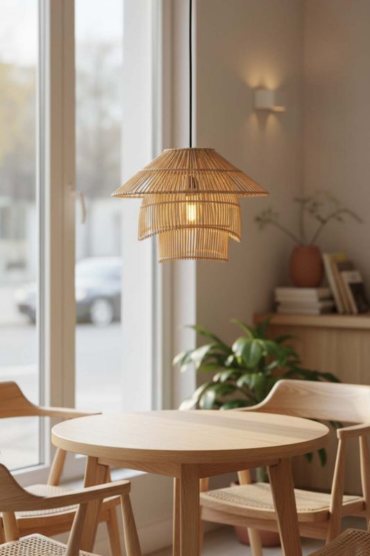 Coffee Shop Pagoda Shape Bamboo Pendant Light - Stylish & Modern