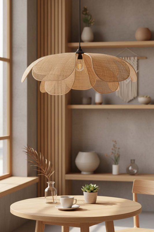 Coffee Shop Rattan Flower Hanging Light - Cozy & Inviting
