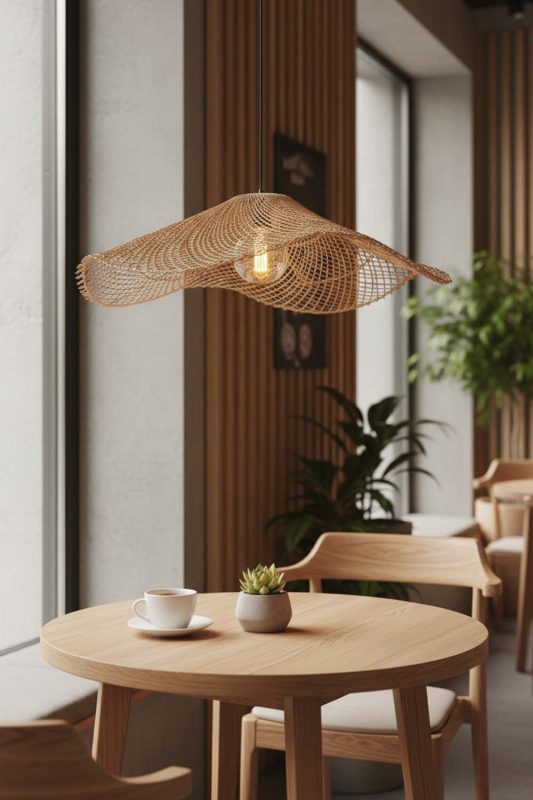 Coffee Shop Single Lotus Leaf Pendant Light - Warm & Relaxing
