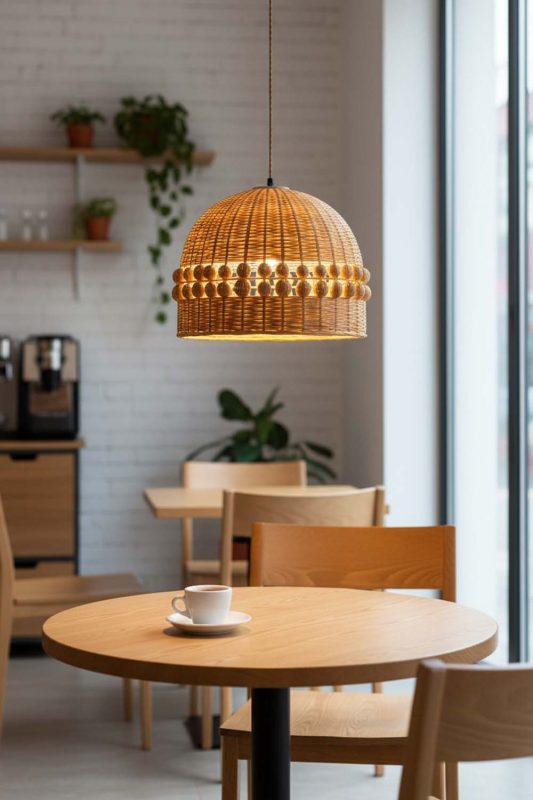 Coffee Shop Small Bamboo Bell Pendant Light - Elegant & Comfortable